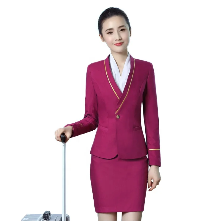 2021 Newest Stewardess uniform professional suit female vest skirt female aviation academy