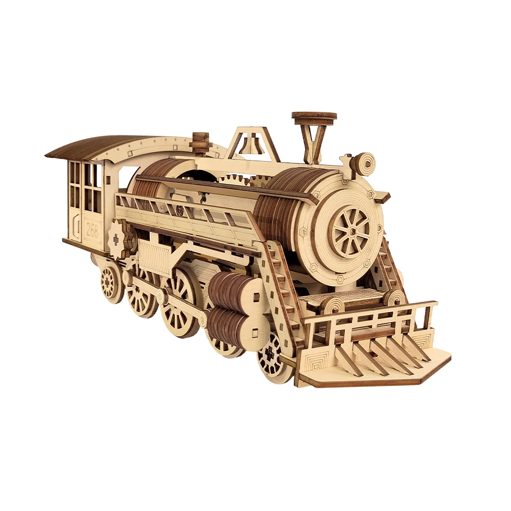 DIY Steam Train 3D Wooden Puzzle Adult Assembled Mechanical Model Gift Kids EducationalToy