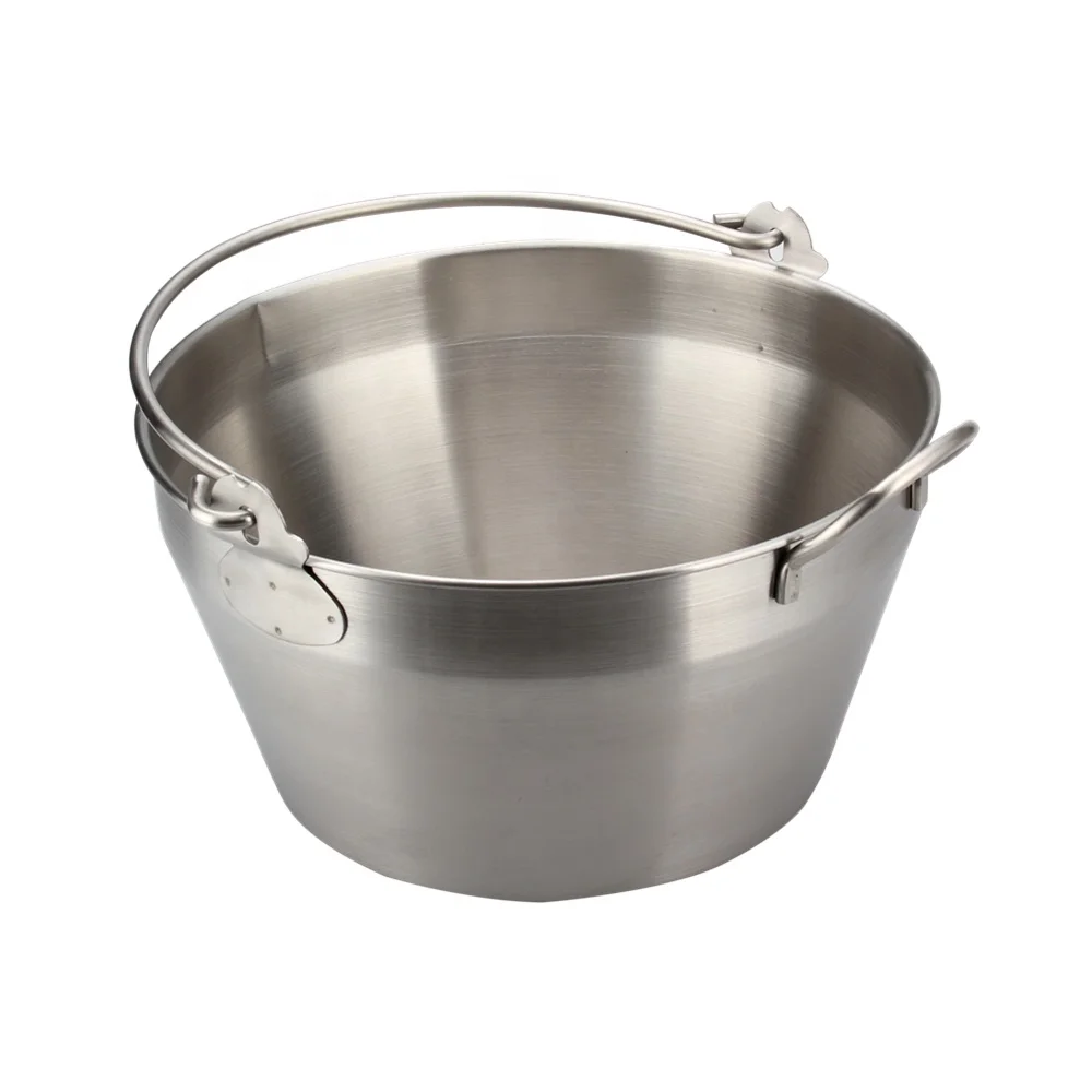 Jam Making Maslin Pan Stainless Steel Preserve Pot & Handle Bucket Camping Pan Food Grade Stainless Steel Cooking  Maslin Pan