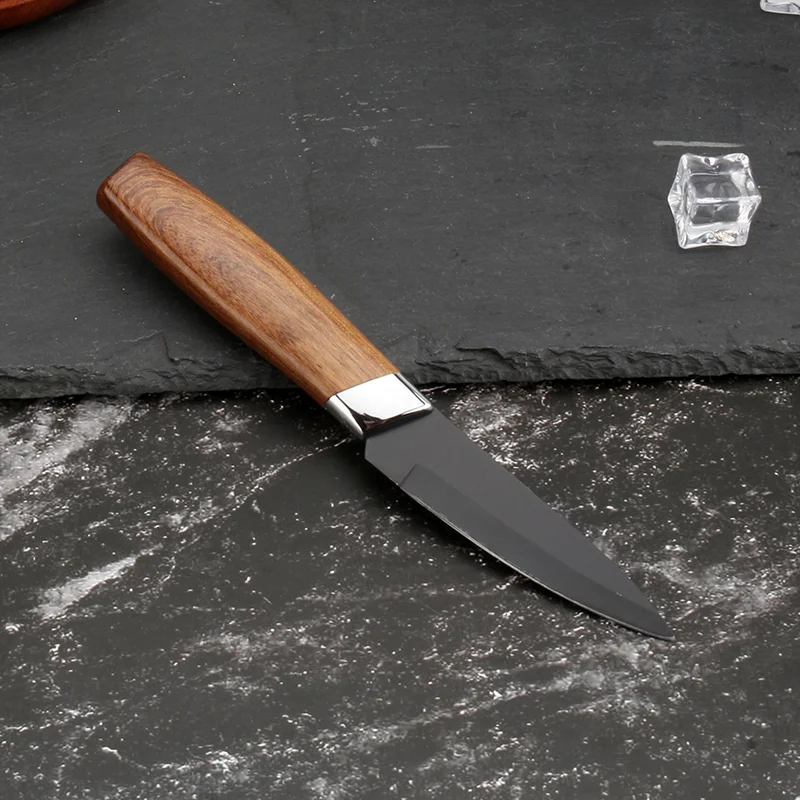 6 Piece Factory Direct Stainless Steel  Wood  Pattern Handle  Kitchen Knife Set Kitchen Accessories with Knife Block