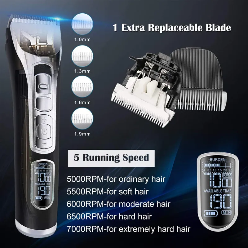 professional cordless electric hair clipper rechargeable barber profession trimmer wireless hair cut machine man barber supplier