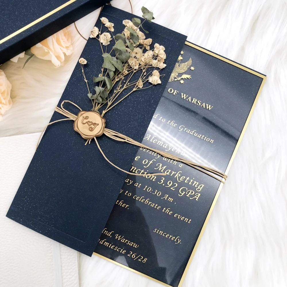 Personalized Clear Acrylic Flowers Invitation Card Greeting Cards for Wedding Birthday Festive Party Decor Supplies