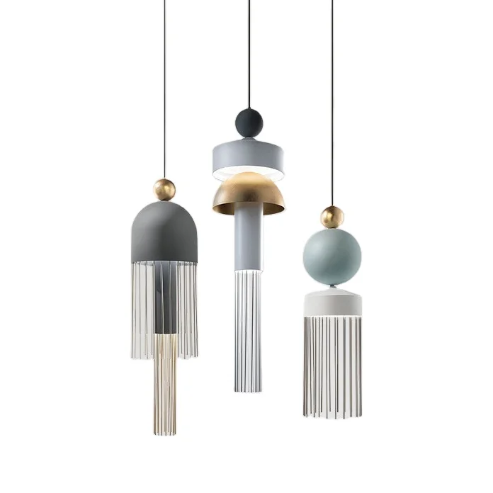 Manufacturer wholesale post modern unique lamps simple style tassel led hanging chandelier pendant light