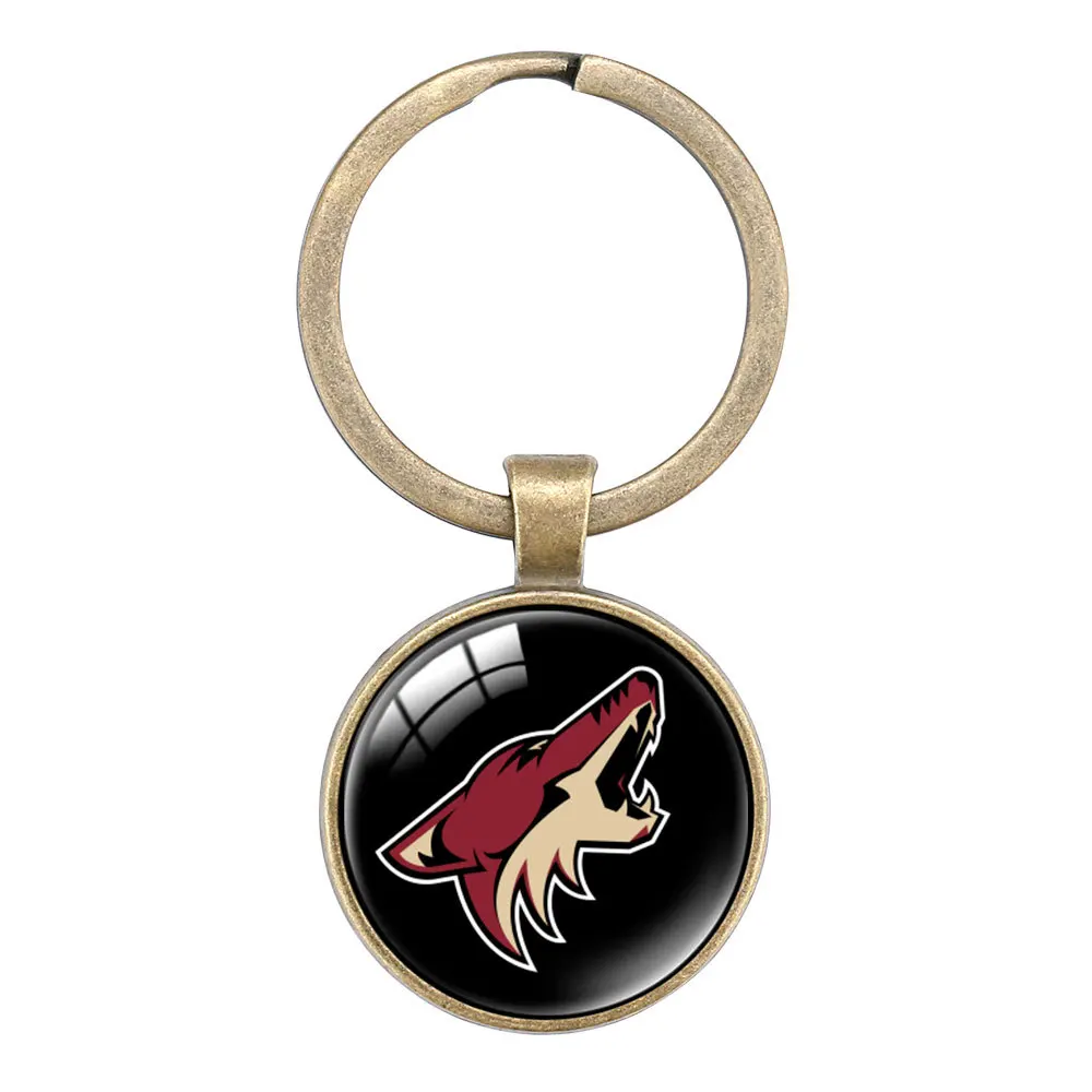 Low MOQ custom design Ice Hockey Team Logo Key Ring Ornament Sports Pendant Nhl Team Logo Keychain