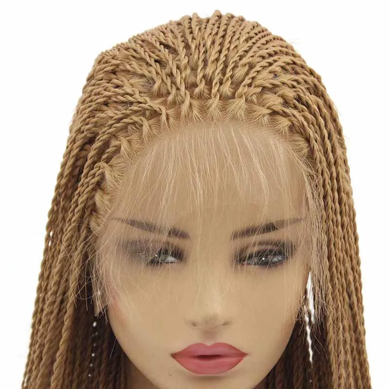 Wholesale synthetic african futura micro handmade side braiding knotless cornrow lace front hair wigs for black women braided