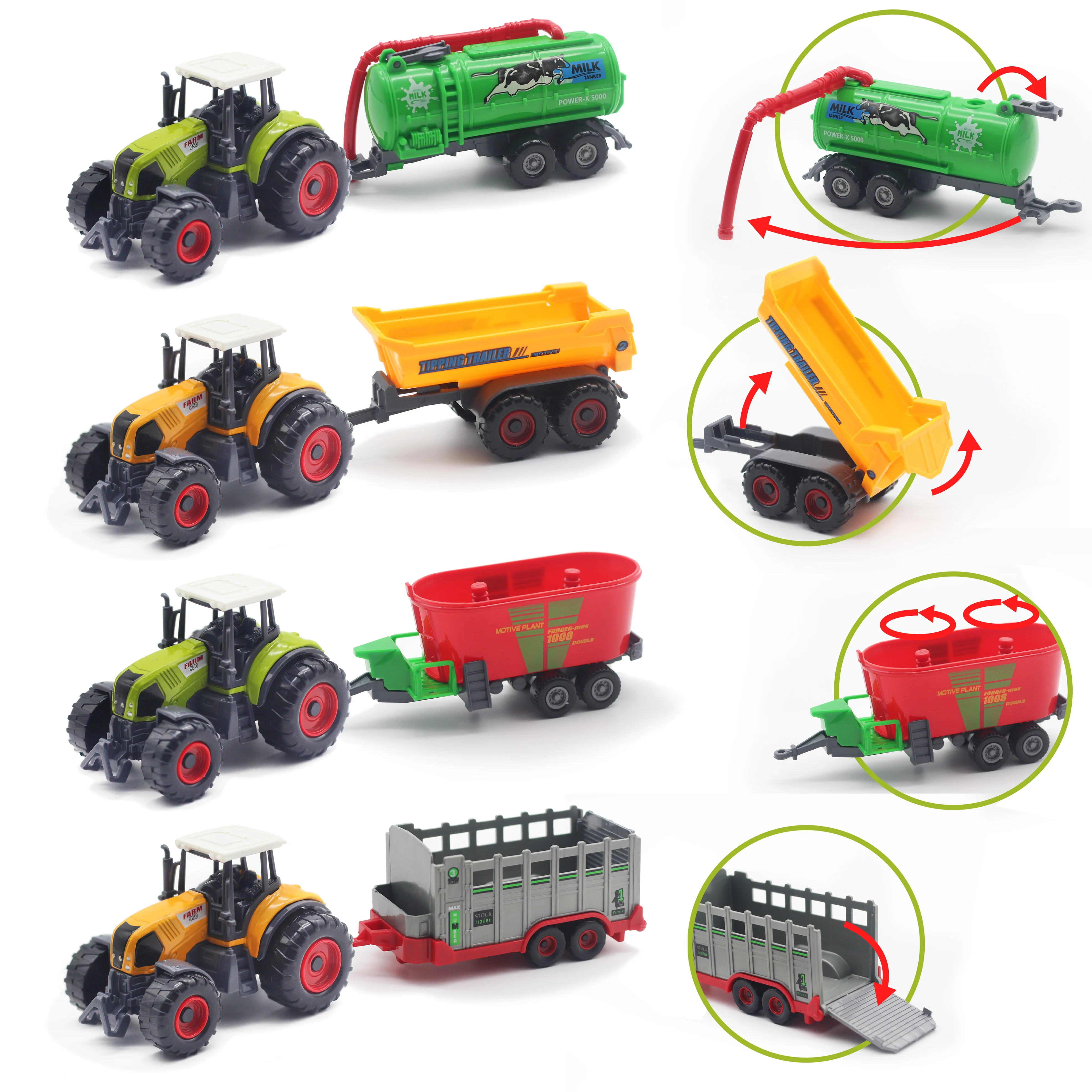 Customized 1/50 Die Cast Farming Tractor Toy Plastic Mini Tractor Farmer Car Alloy Car Metal Vehicle Agriculture Planter