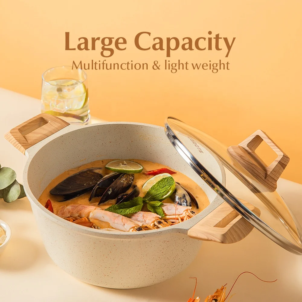 Alibaba Carote die cast aluminum stock pot granite white non stick 24cm soup stock pot