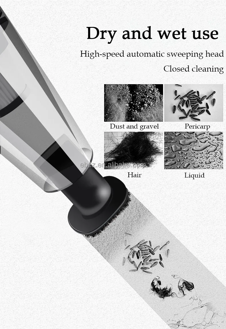 EBEZ Household USB Battery Powered Small Rechargeable Car Handheld Cordless Vacuum Cleaner Portable