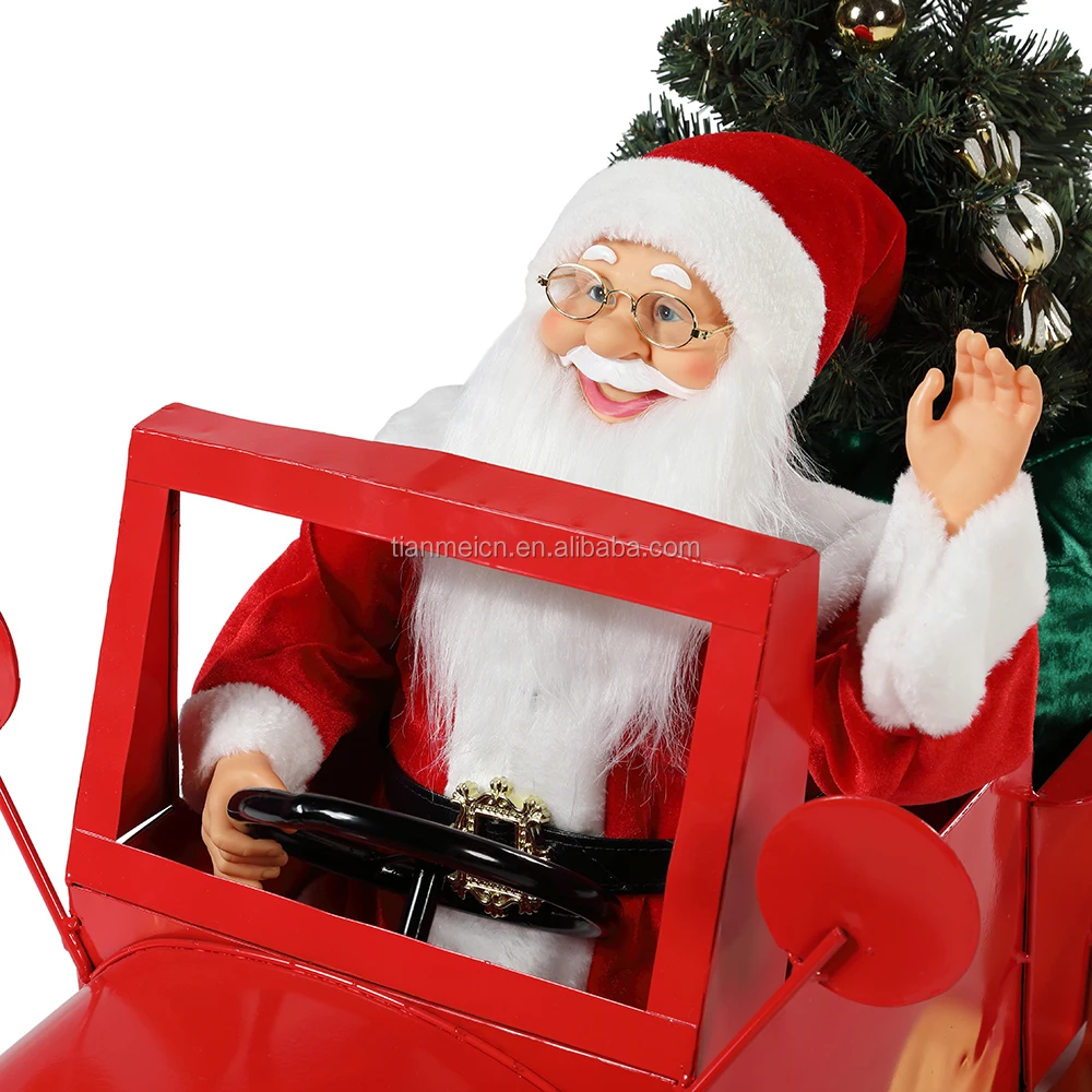 160cm Musical Animated electric Santa Claus Truck Custom christmas ornaments Holiday decoration figurine santa claus electric