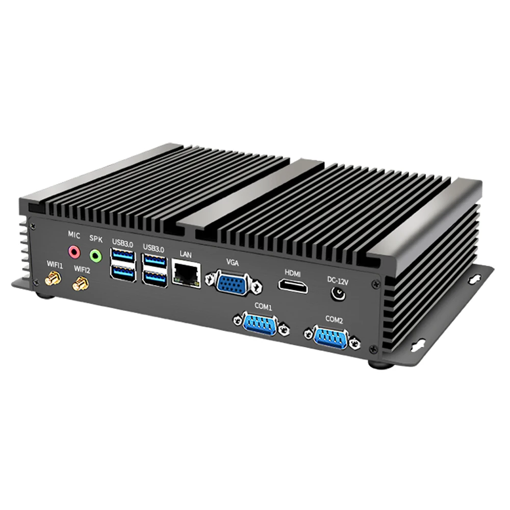 Причастником I3 мини-компьютер безвентиляторный мини-ПК Win 10 Core i7 8550U 8565U 2 * RS232 промышленный ПК Прочный