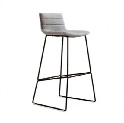 Professional chair manufacturer modern design Indoor handiness grey fabric covered metal bar stool