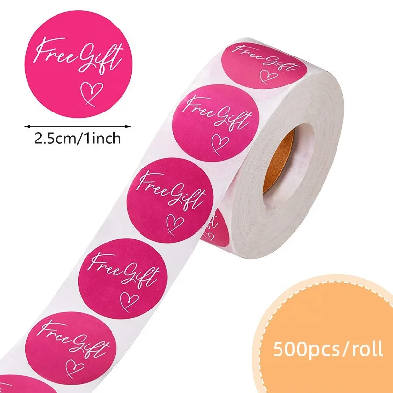 5 Colors Thank You Sticker Free Gift Box Packaging Decorative Label 500pcs/roll Thank You Stickers for Small Business