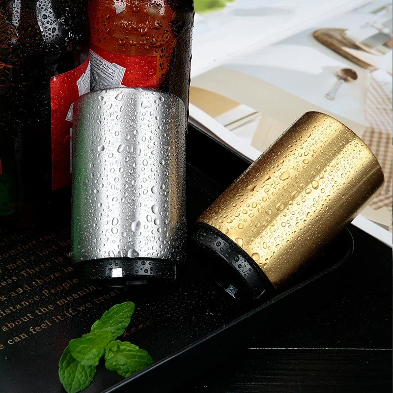 Automatic Beer Bottle Opener Magnetic Cap Catcher No Damage to Caps Push Down Soda Beverage Beer Opener Kitchen Tools