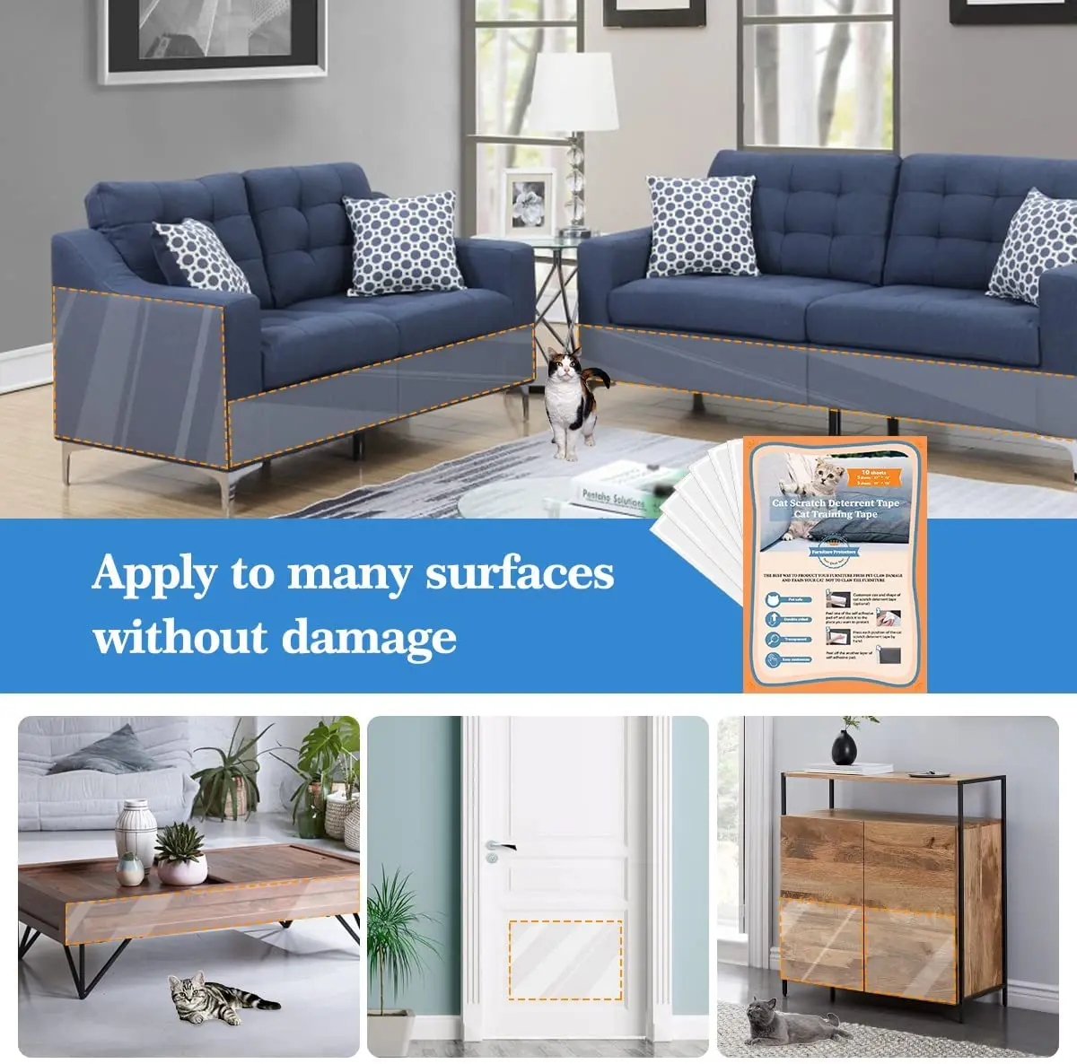 Cat Scratch Deterrent Cat Scratch Furniture Protector Couch Guards Cat Scratch Training Deterrent Sheets