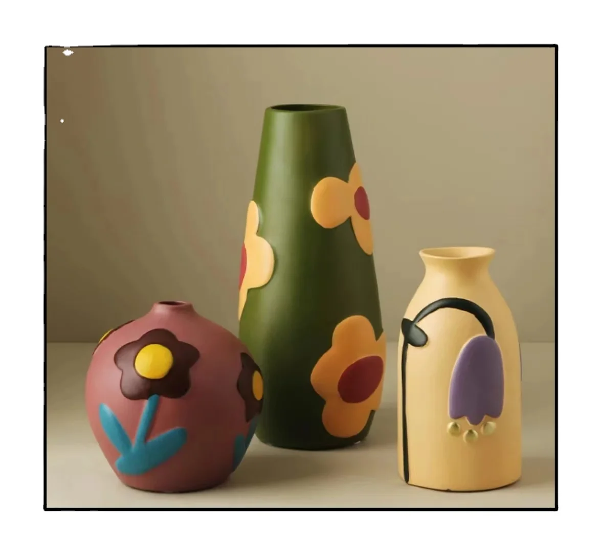 Home Decorative Object Multi-Color & Multi-Shape Unique Design Ceramic Vase for Living Room