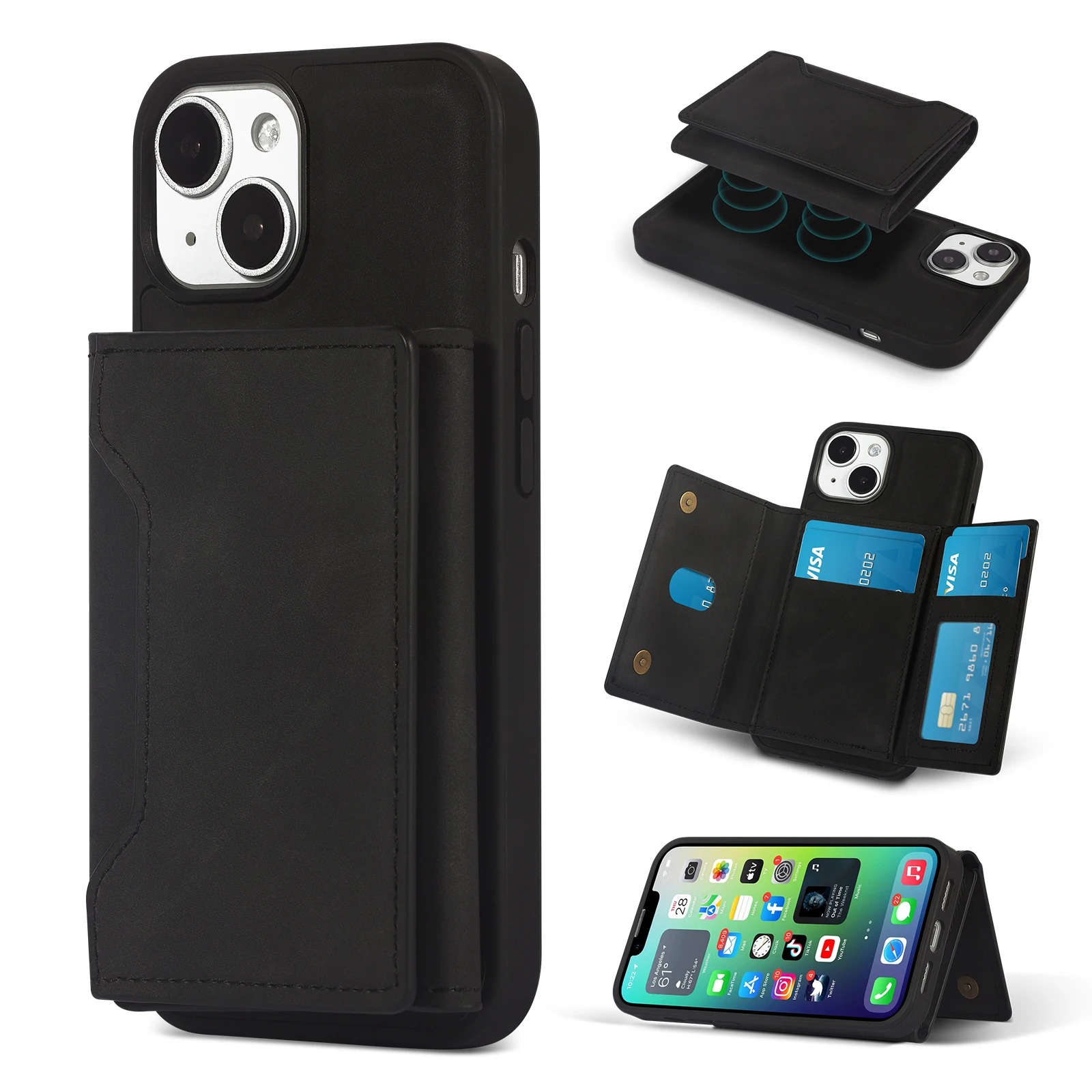 Mobile Phone & Accessories PU Leather Phone Card Holder Flip Wallet Mobile Phone Case For Samsung for Apple Book Flip Cover