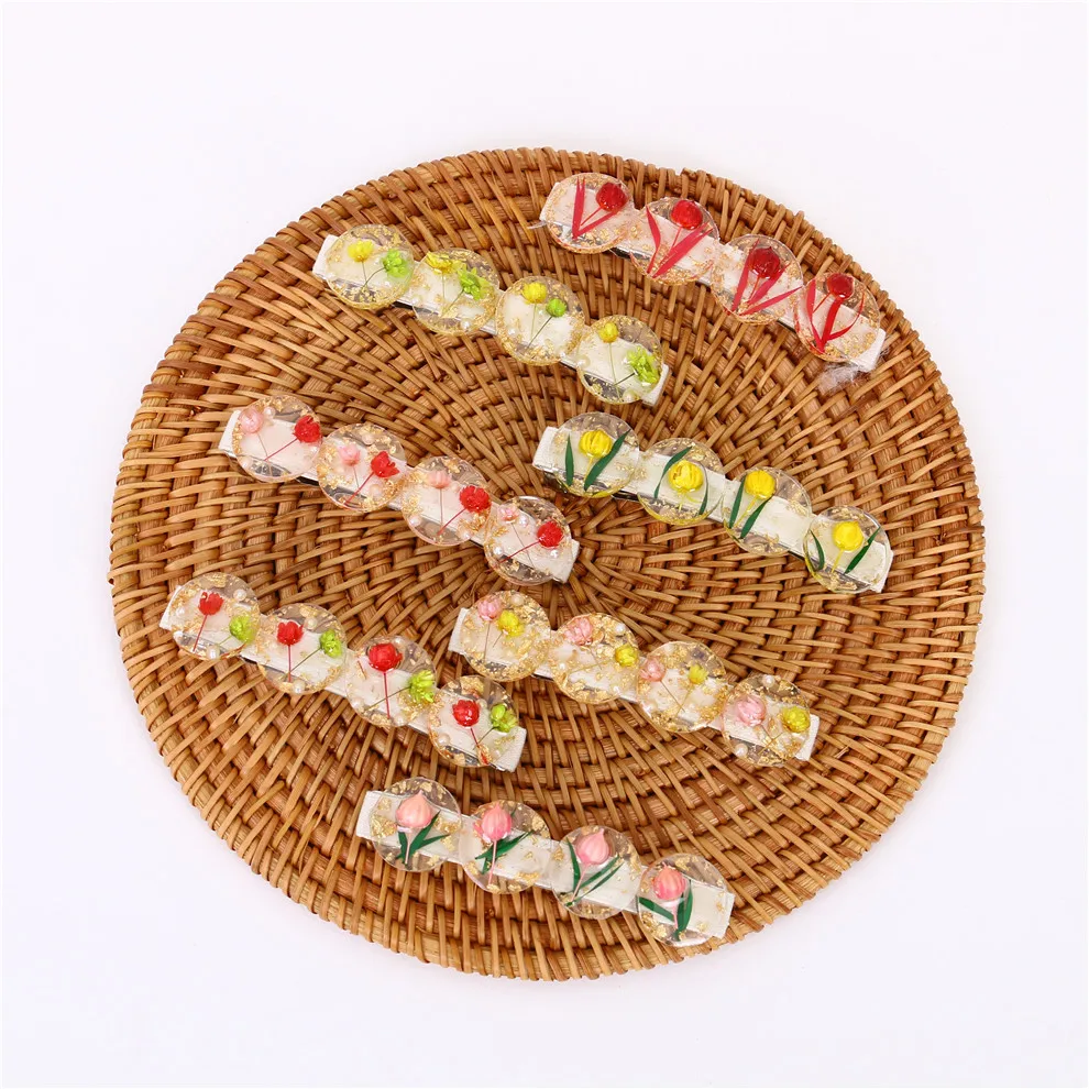 Позолоченные каплевидные сухие цветы, натуральный цветок, длинные заколки для волос