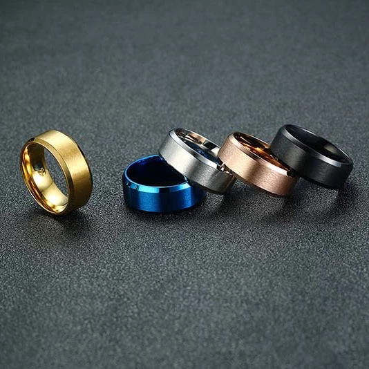 Hot Sale Top Quality 4 Colors 316L Stainless Steel Unisex Ring Blanks Popular Cheap Titanium Ring For Men
