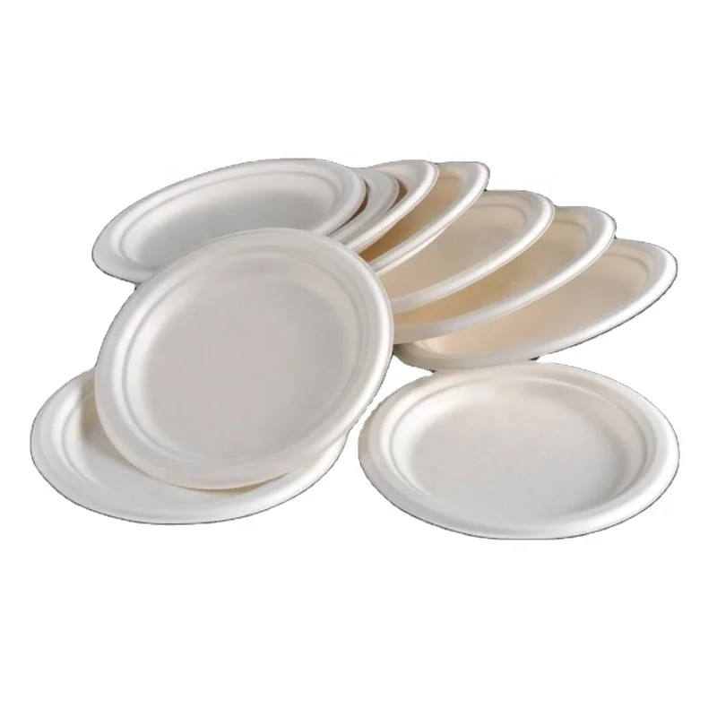 Wholesale 100% Eco Friendly Biodegradable Disposable Tableware Sugarcane Bagasse Products Compostable Pulp Dinner Plates