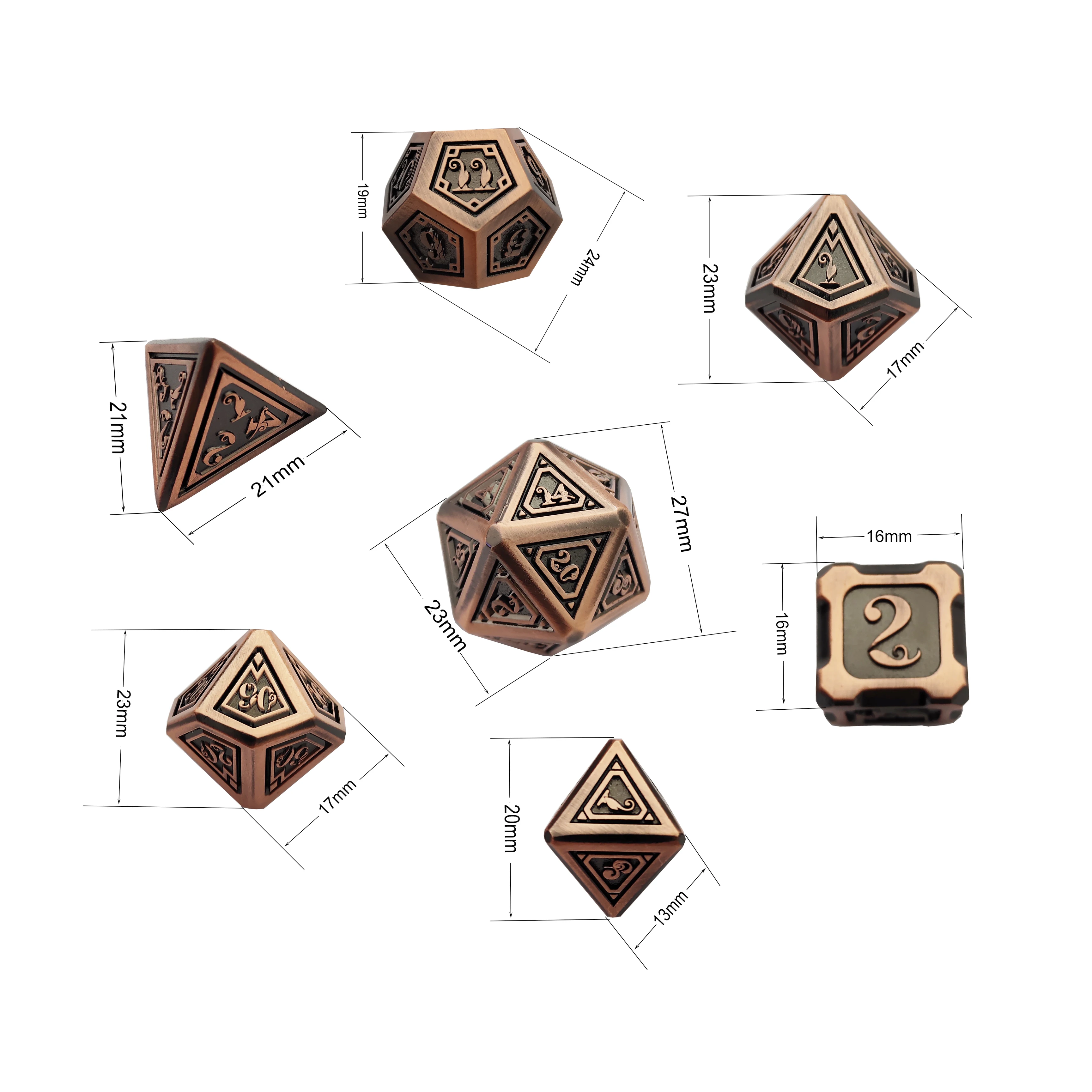 
Original design manufacturer wholesale new custom items metal dice sets brass color for broad games 