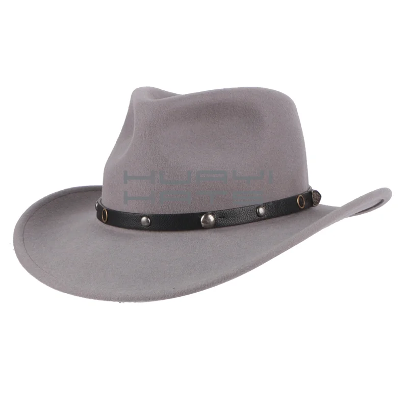 Wholesale Custom Leisure Felt Western Cowboy Hat Mens 100% Wool Made In China