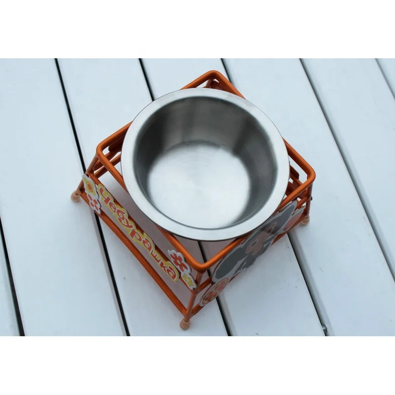 Wholesales Customized Stainless Steel 2PCS Pet Food Bowl With Stand Non Slip Metal Dog Food Bowls