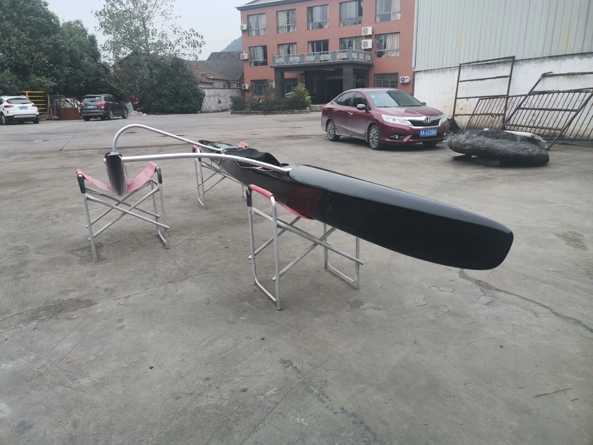 China made carbon fiberglass AOCRA OC single 1 man surfing canoe outrigger canoe OC1