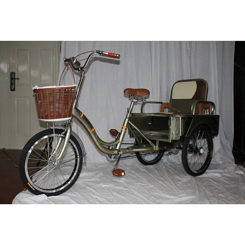 20 inch Folding three wheels steel folding tricycle with two seats cargo bike for  attractive look light weight  Tricycle