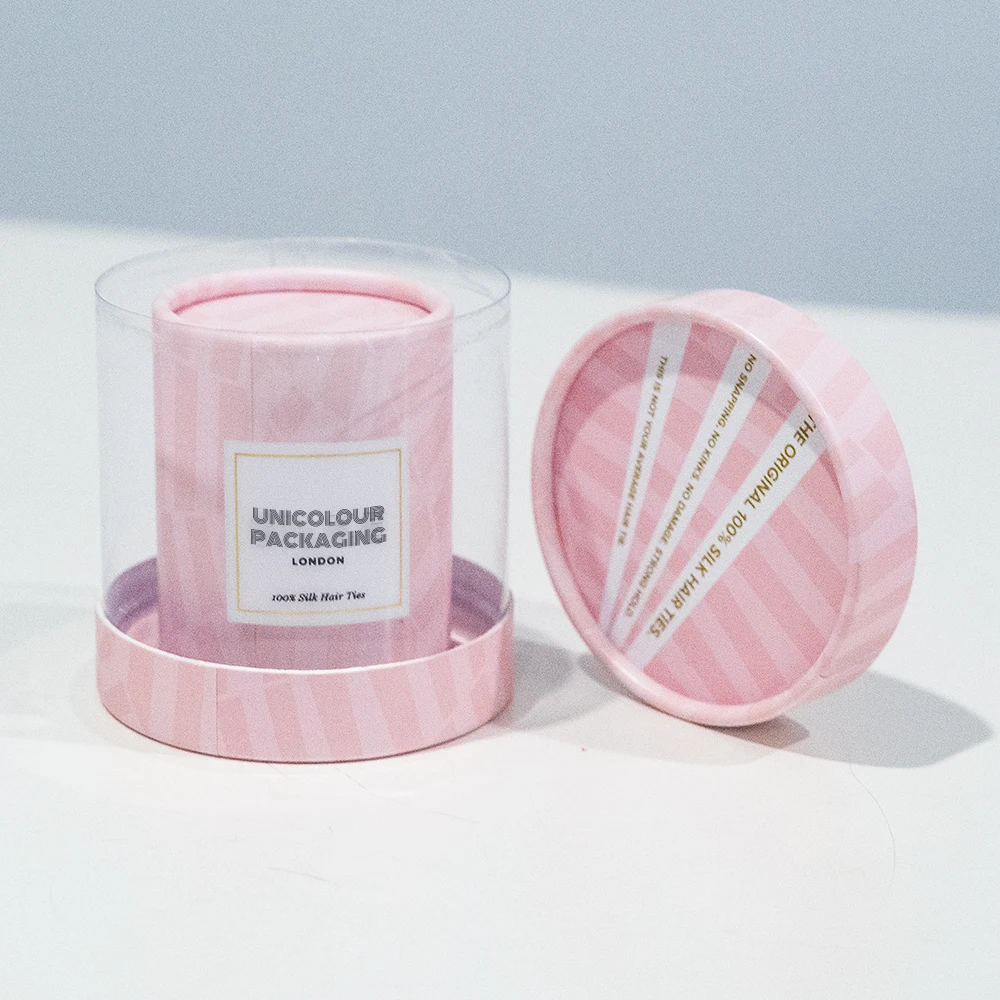 Custom Printed Transparent PVC Window Cylinder Box Packaging