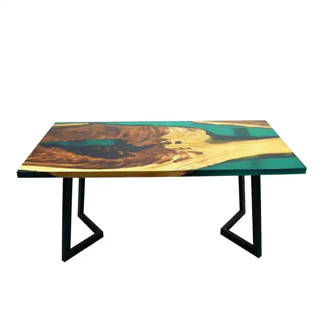 River Coffee Tea Table Top South American Walnut Resin 30x60x1.5inch Office Furniture Modern Contracted and Contemporary