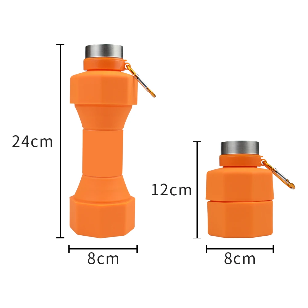 Portable 650ml Outdoor Running Fitness Sports Creative Silicone Folding Drinking Water Bottle