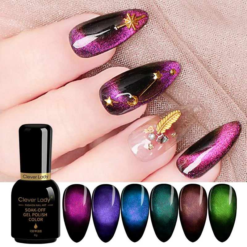 
9D Star Sky 6 Color Cats Eyes Gel Nail Makeup Private Label Magnetic Cat Eye Gel Polish 