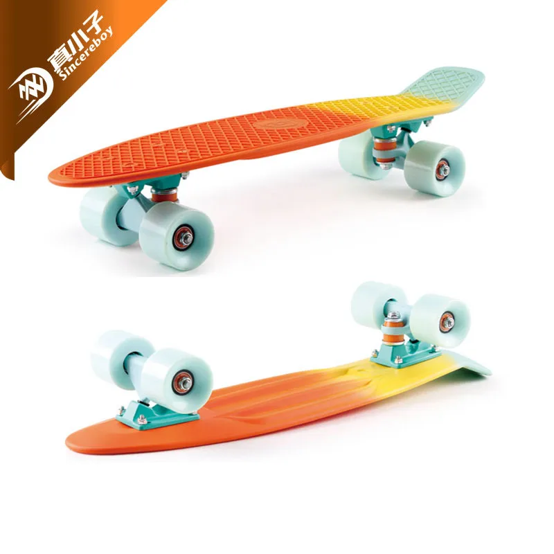 Factory 22 inch plastic skateboard with big LED wheel fish boards penny skateboard