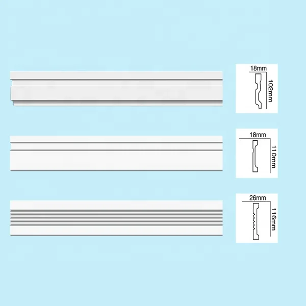 
White Flexible Polyurethane Foam Wall Baseboard Trim Flooring PU Skirting Board for Decor 