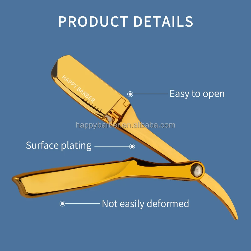 Barber Manufacturer Portable Electroplating Classic Straight Razor Holder Men Shaving Barber Razors For Facial Hair Shaving