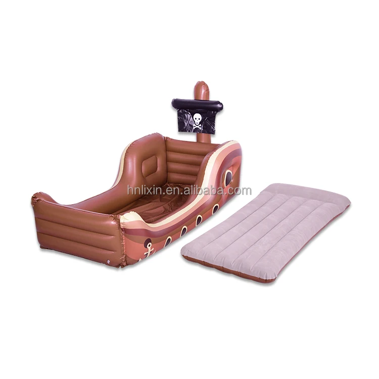 Factory Supply Inflatable Viking Ship with flocking air bed for Private Halloween Birthday Party Decorations pirate ship float