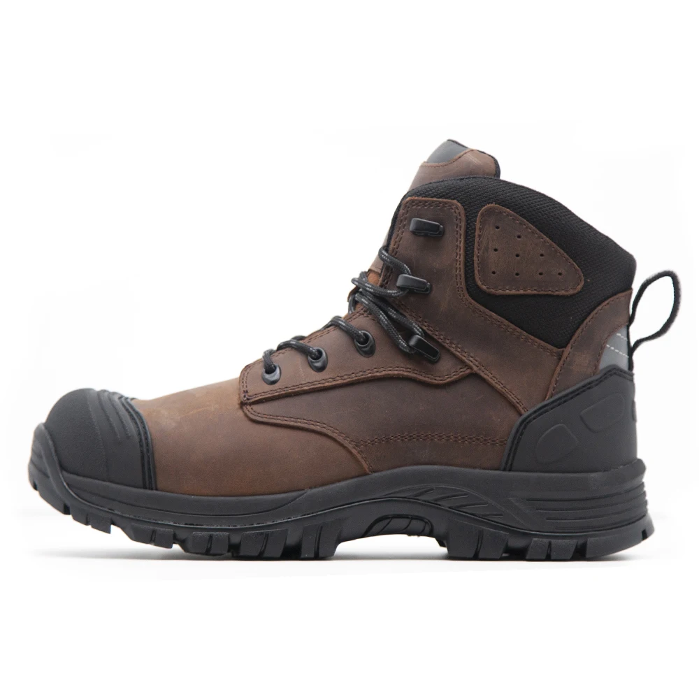 Premium crazy horse leather upper rubber outsole steel toe safety boots work boots safety shoes