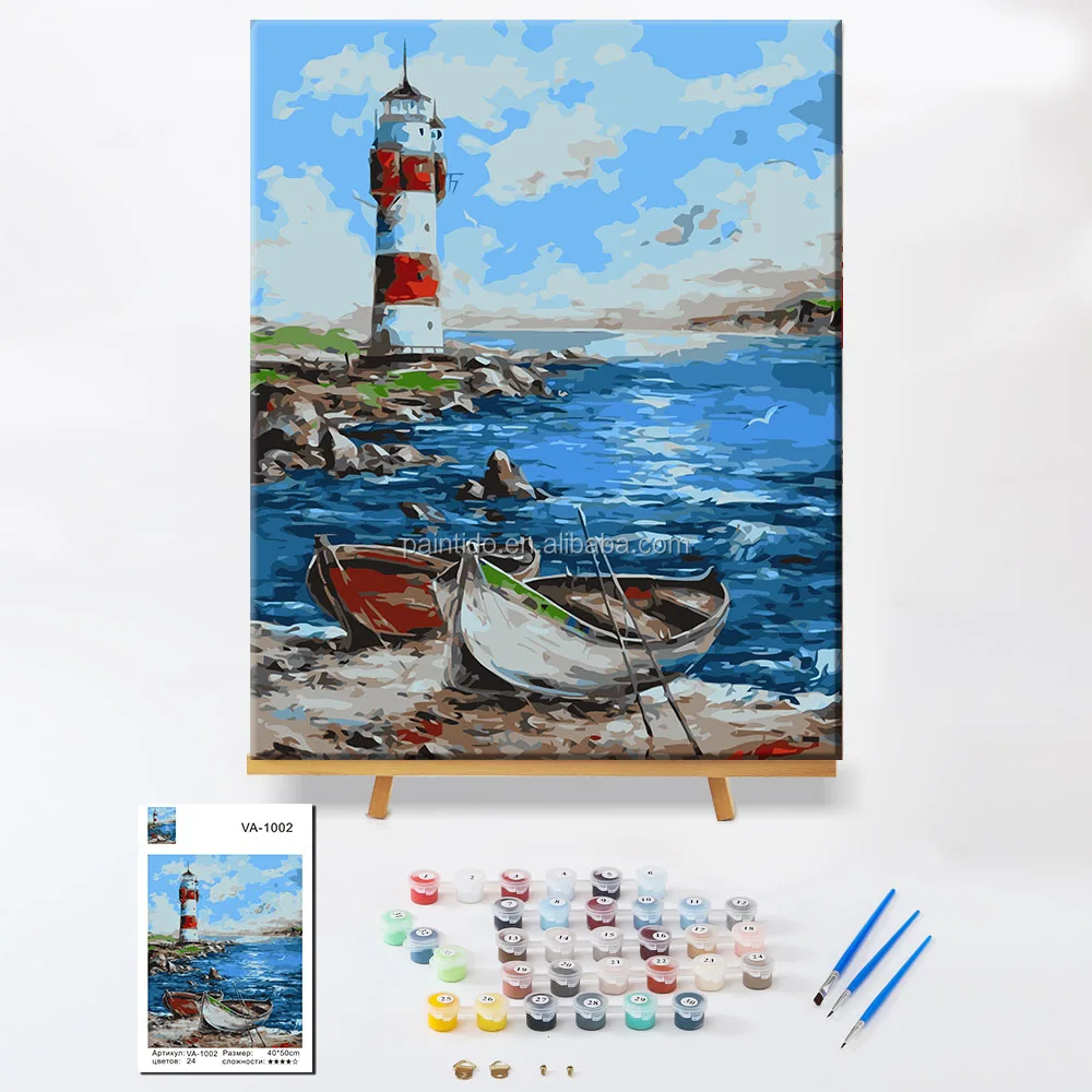 Paintido blue beach pictures artwork abstract oil diy painting on canvas for sale