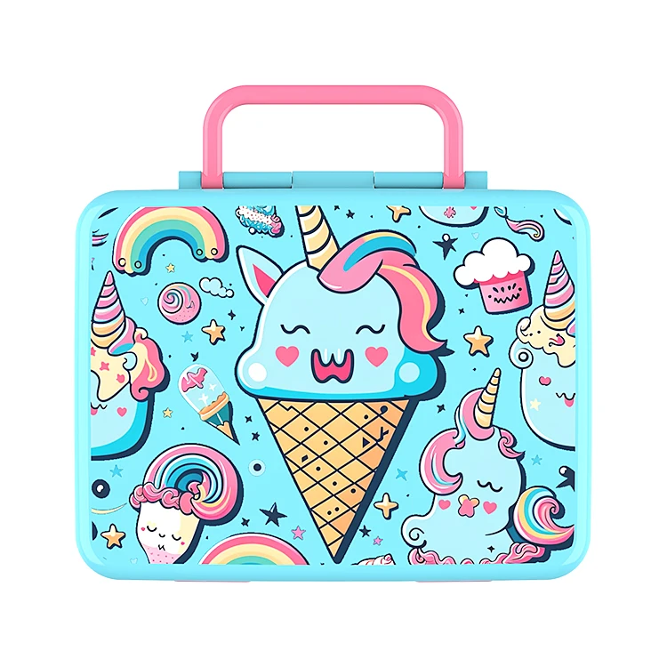 5 Compartment Hermetic Lunch Box for Kids Food Grade Plastic Container with Removable Tray and Utensils 4L Capacity