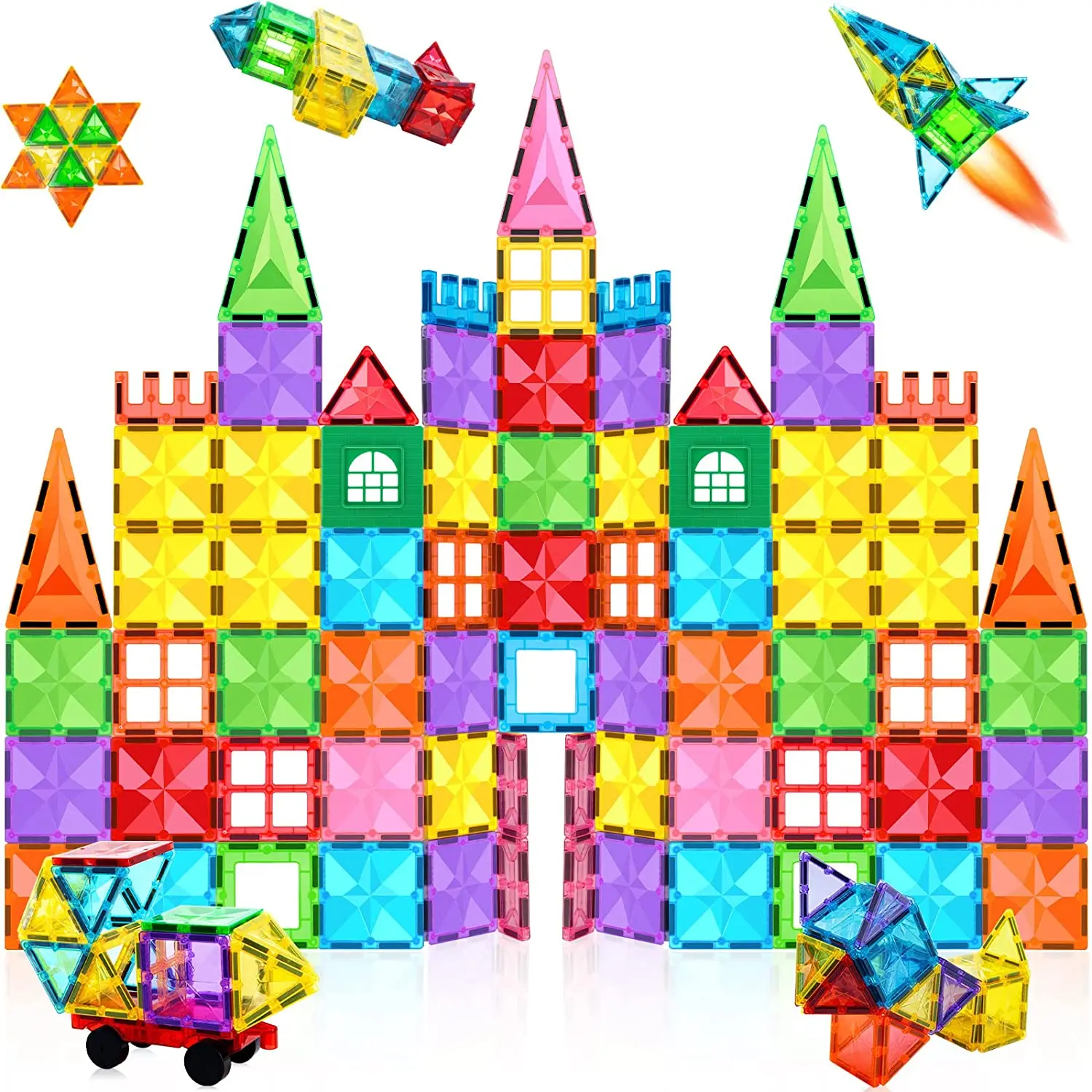 Factory Hot Sale DIY Building Blocks Educational Magnetic Tiles Building Toys 32 Pieces Sets Magnetic Building Blocks for Kids