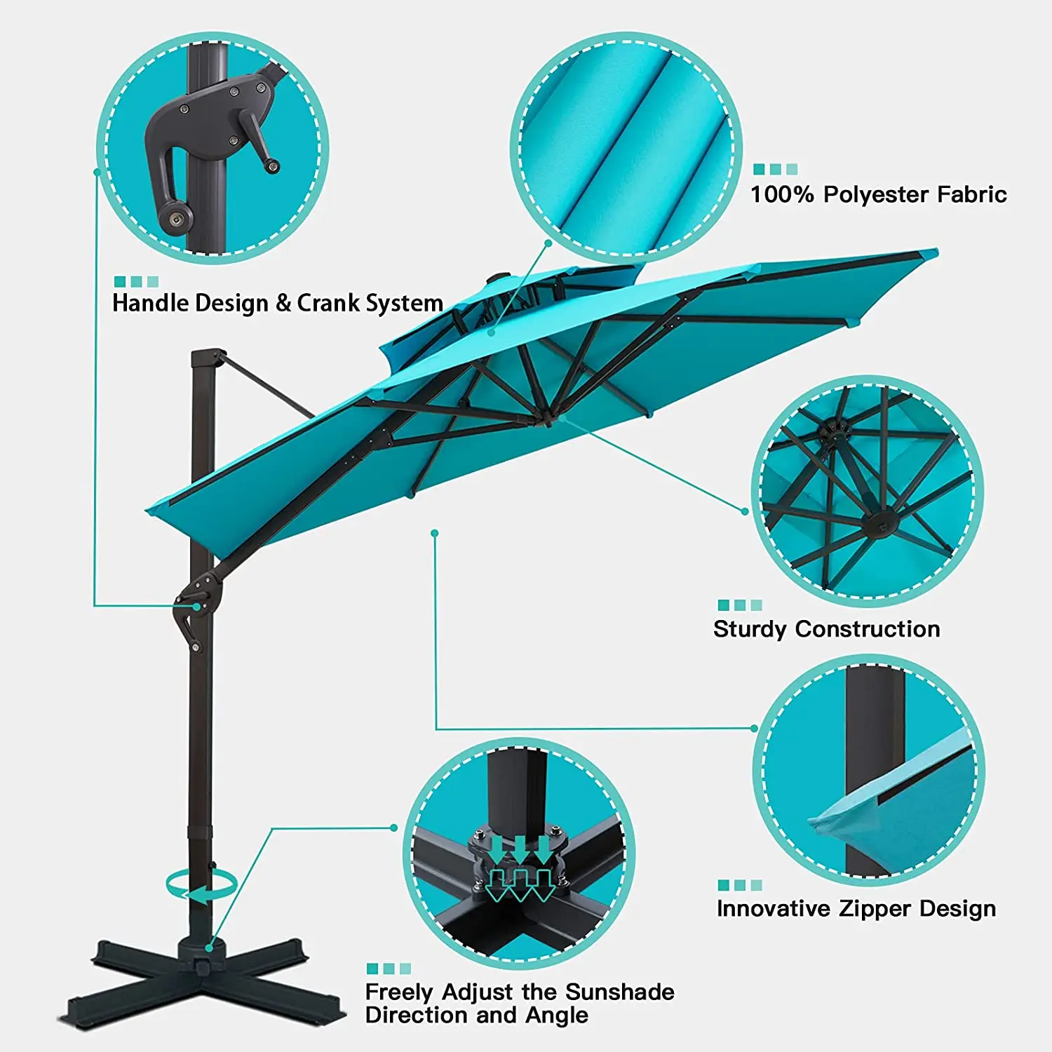 Wholesale Good Quality Fully Aluminium Sun Umbrella Parasol For Garden