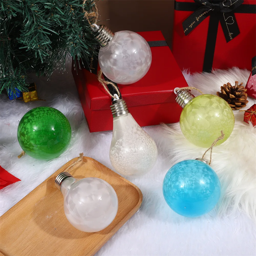 Light up Christmas Bauble Ornament Plastic Sphere Ball Hanging Ornaments LED Christmas Lights Bulb for Christmas Tree Decoration