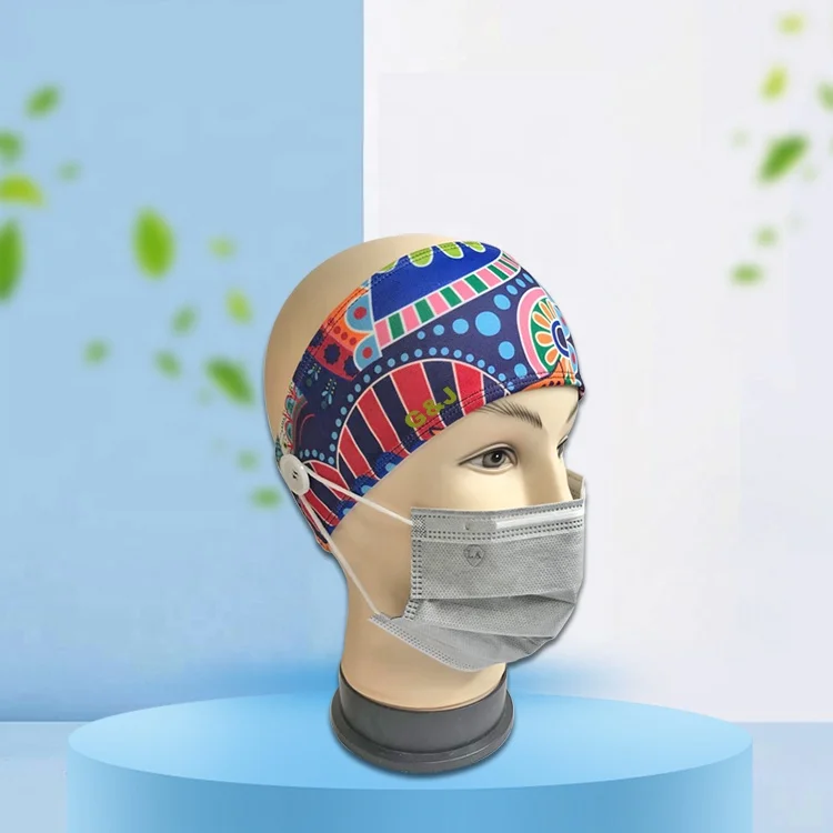 customized elastic sport nurse button hair band headbands protecting ear