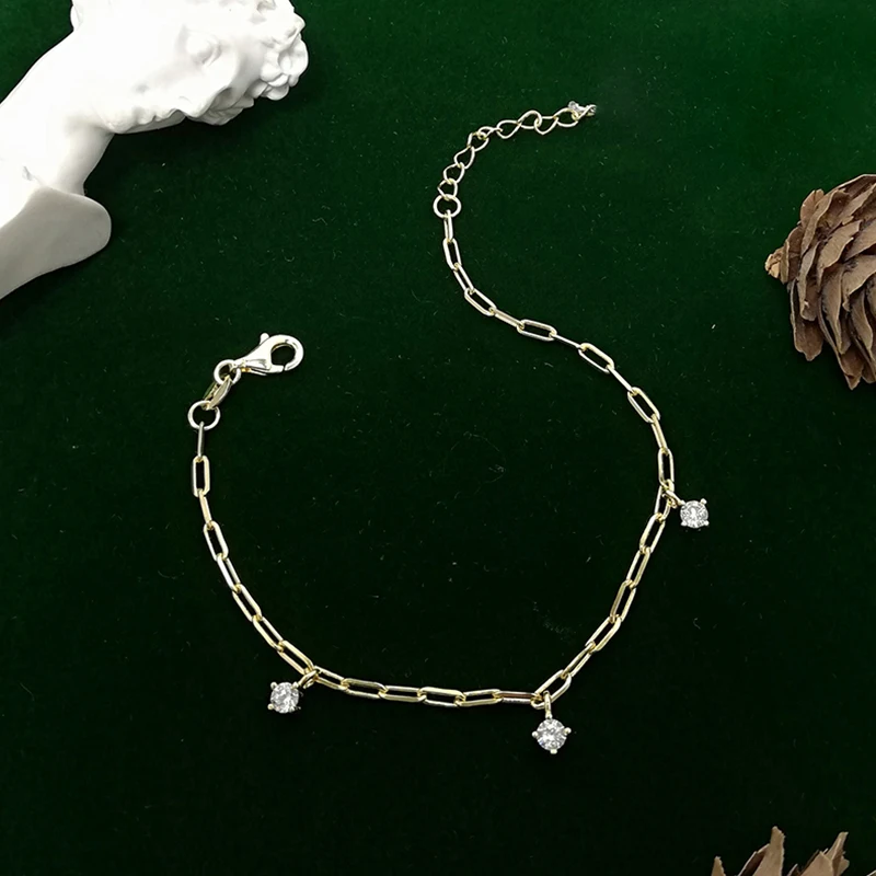 Классический Хип-хоп 18K золото кубическая цепочка 925 пробы Серебряный пресс-папье браслет