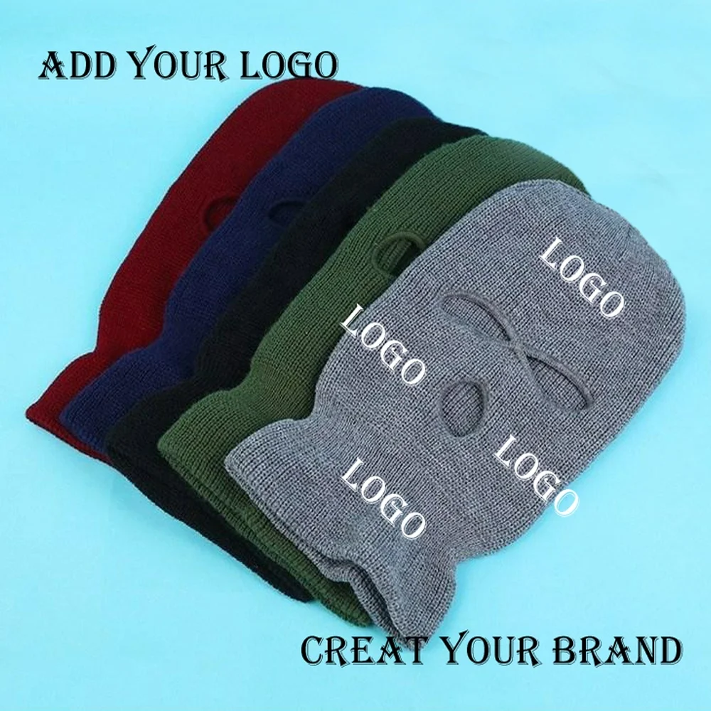 Wholesale Winter Warm Knit Ski Hat 100% Acrylic Balaclava Cycling Skull Knitted Motorcycle Ski Cap Face Mask