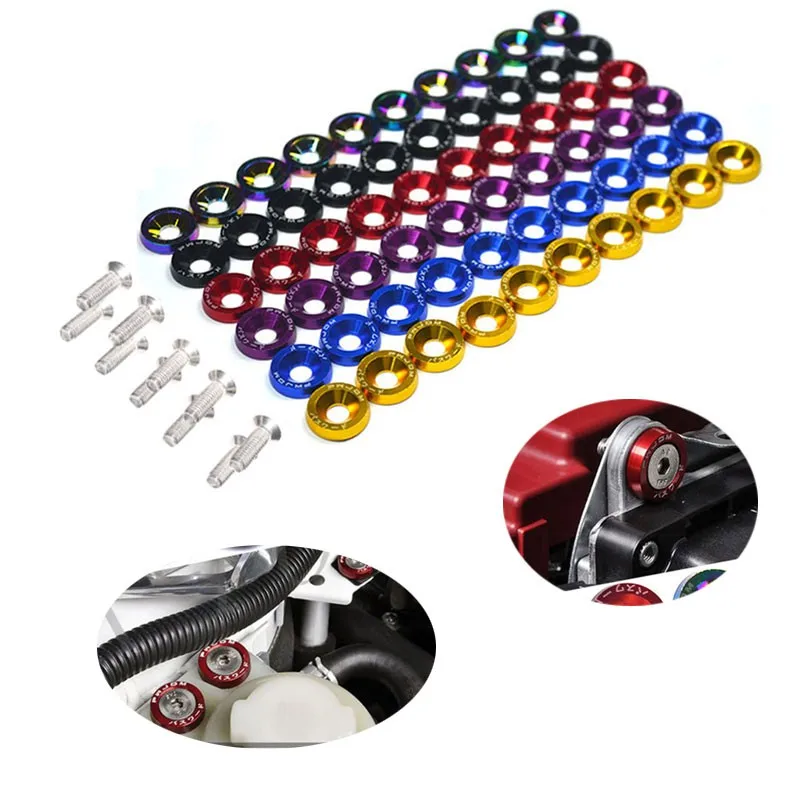 10 pcs JDM Screw tornillo cnc BILLET pernos y tuercas ALUMINUM FENDER / BUMPER WASHER / BOLT ENGINE BAY DRESS UP KIT
