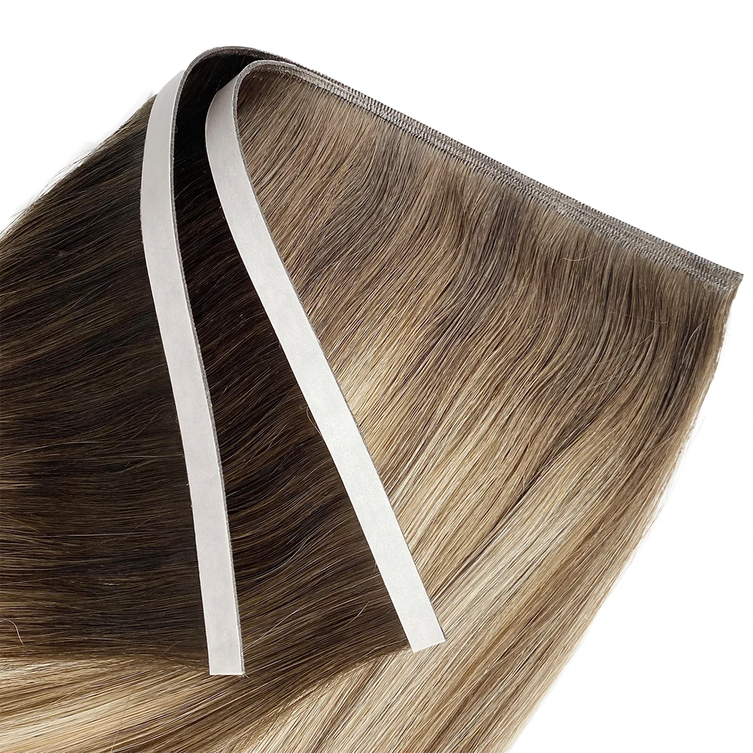 Popular  in Europe Cuticle Aligned Slavic Hair Extension Double Drawn Genius Invisible PU Tape  weft