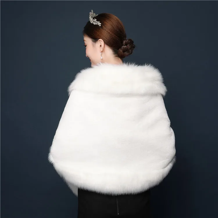Bridal autumn winter capes party bridesmaid wedding warm faux fox fur winter poncho shawl