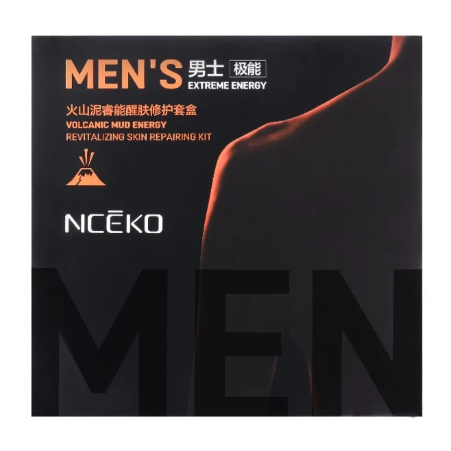 New Arrival Nceko Moisturizing Oil Control Volcanic Mud Energy Revitalizing Skin Repairing Kit For Men 3 In 1 Skin Care Set