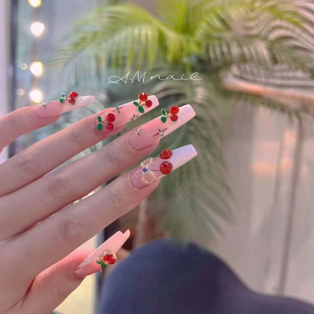 3D alloy cherry nail art charms red-cherry nail accessories 3D nail art jewelry